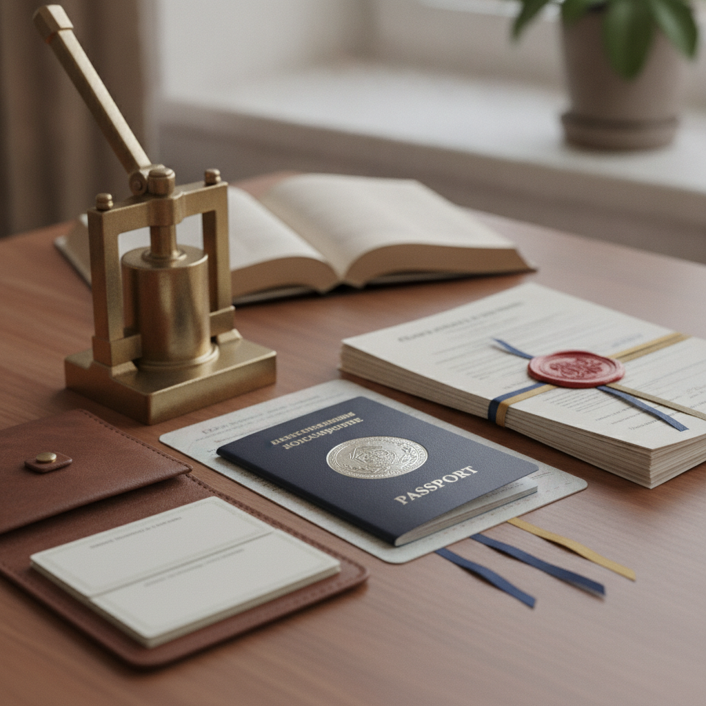 close-up photo of Travel Document Notarization, no humans